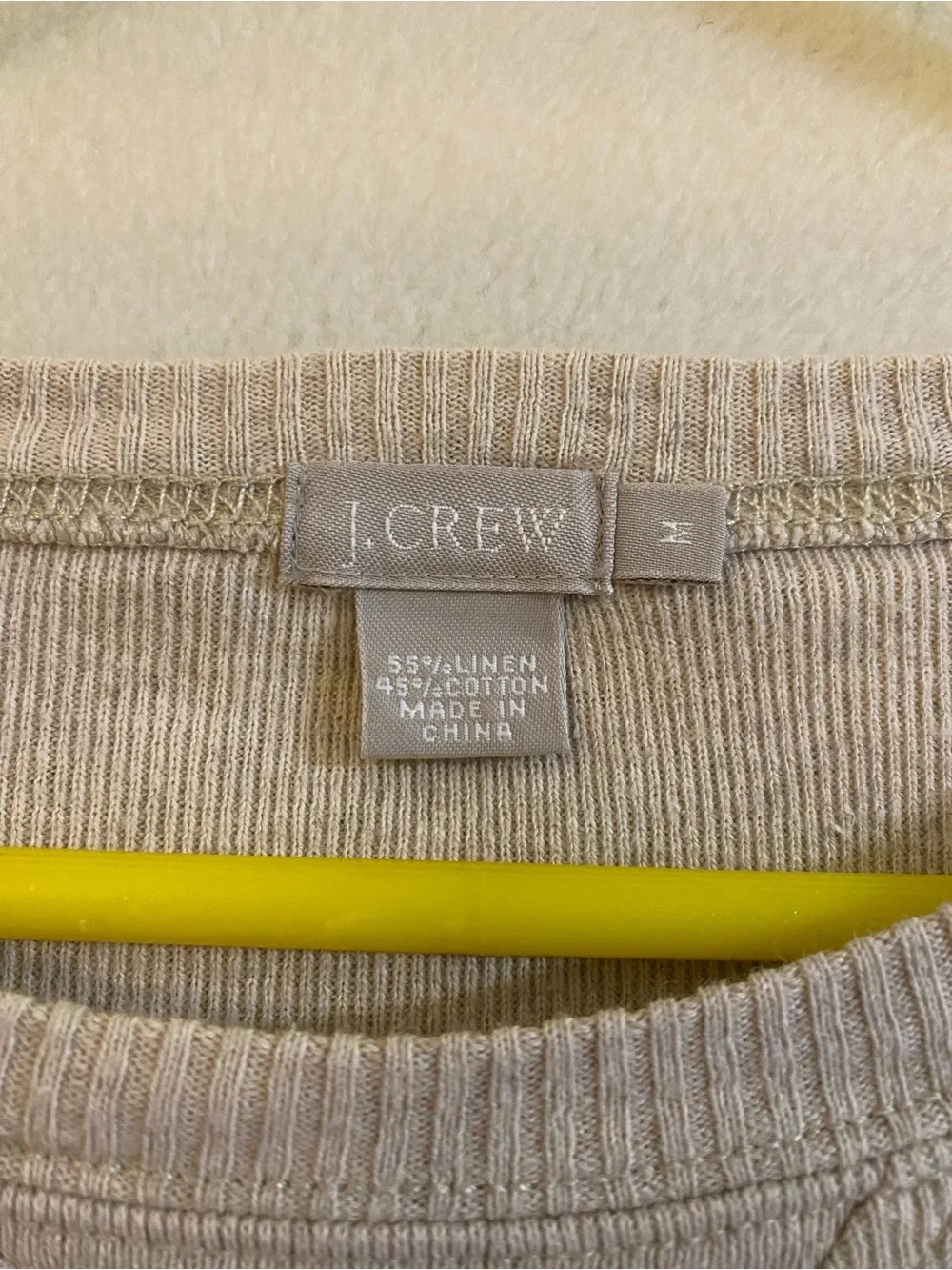 J. Crew vintage oatmeal linen cotton long raglan sleeve ribbed top